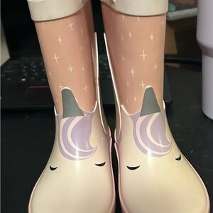 Unicorn Rain Boots for girls- Pink and Cream size 7 toddler’s